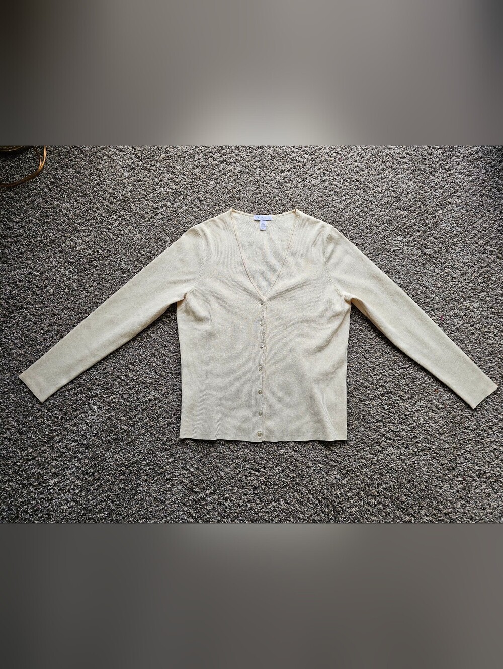 Charter Club Light Cream V-Neck Button Front Cardigan